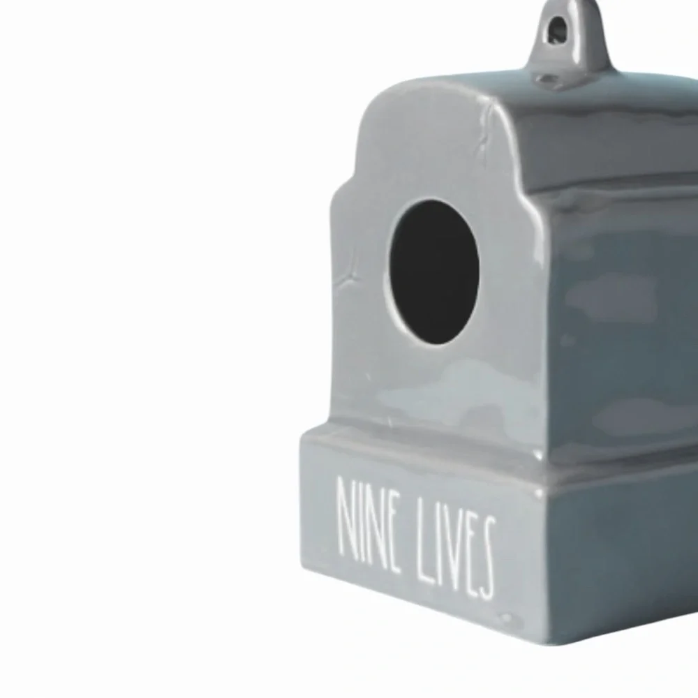 RAE DUNN Nine Lives Festive Ceramic Birdhouse